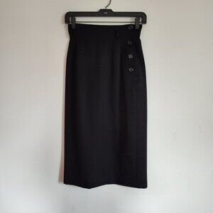 Ladies Petite SZ 2P Anne Klein Black Slim Wool Skirt